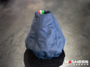 FIAT 500 Gear Shift Boot - Blue Leather w/ Italian Stripes